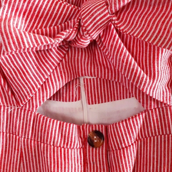 White House Red & White Striped Pin-up Peek-a-boo Style Open Front Sundress SZ S - Picture 3 of 11